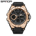 Sanda 6008 watch fashion sports multi-function student electronic watch men's waterproof quartz watch one generation wholesale. 