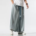 2022 Men Wide Leg Pants Mens Cotton Joggers Retro Loose Trousers Man Chinese Style Linen Pants Male Big Crotch Nepal Robe Pants. 