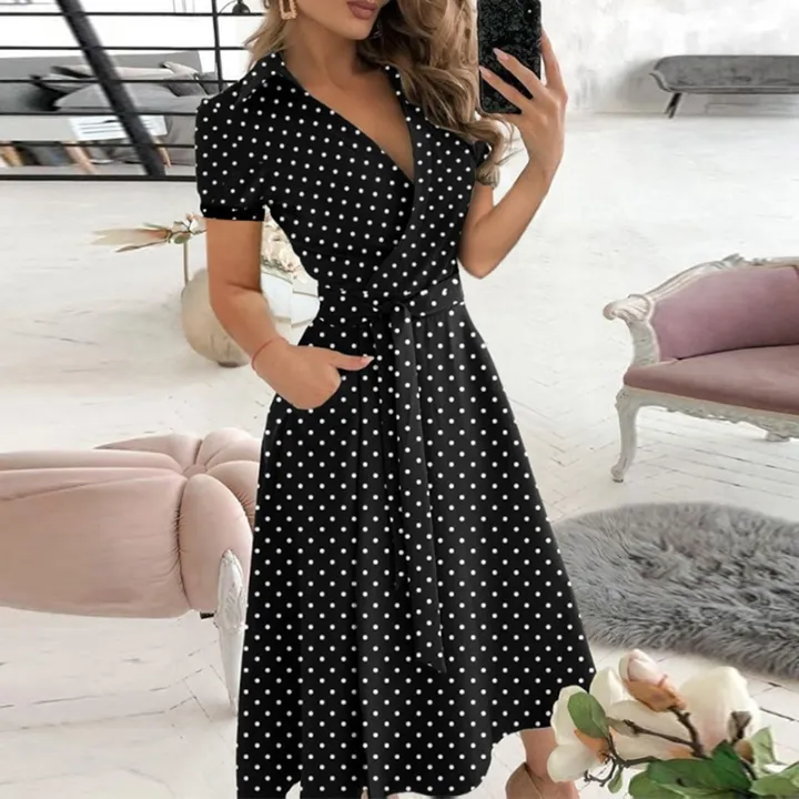 2021%20New%20Women%20Elegant%20V-Neck%20Midi%20Dresses%20Short%20Sleeve%20Lace%20Up%20Female%20Print%20Dress%20Summer%20Office%20Ladies%20Casual%20Chic%20Vestidos%20-%20Image%206