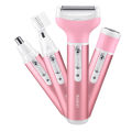 Kemei KM-6637 Multifunctional 4 in 1 Rechargeable woman body shaver Beard Eyebrow, Nose Trimmer set Female Electric shaver. 