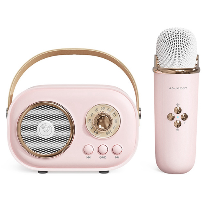 JOJOCAT Wireless Bluetooth Audio Portable Amplifier Home KTV Microphone Children'S Karaoke Small Microphone Speaker Pink Easy Install