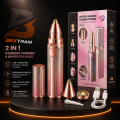 BLAWLESS HX-203B 2 in 1 Eyebrow Trimmer & Facial Hair Removal for Women Rechargeable Hair Remover and Eyebrow Razor Waterproof Painless Lady Shaver -.