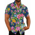 3D Printed Flower Shirt For Men Hawaiian Summer Fashion Beach Shirt Comfortable Top Blouse Short Sleeves Streetwear Clothing. 