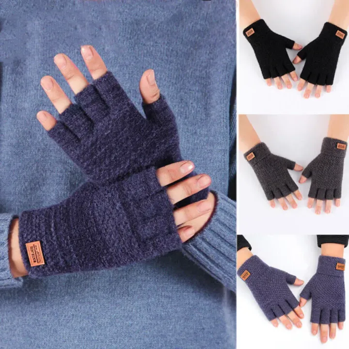 1%20Pair%20Winter%20Gloves%20For%20Men/women%20%20(Free%20Size)%20Warm%20Wool%20Fingerless%20Gloves%20Driving%20Bike%20Cycle%20Sports%20Half/Full%20Finger%20Touchscreen%20Writing%20Thick%20Elastic%20Gloves%20-%20Image%202