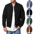 2024 new fall and winter men's stand collar casual zipper jacket outdoor sports jacket men's windbreaker jacket waterproof bombe.
