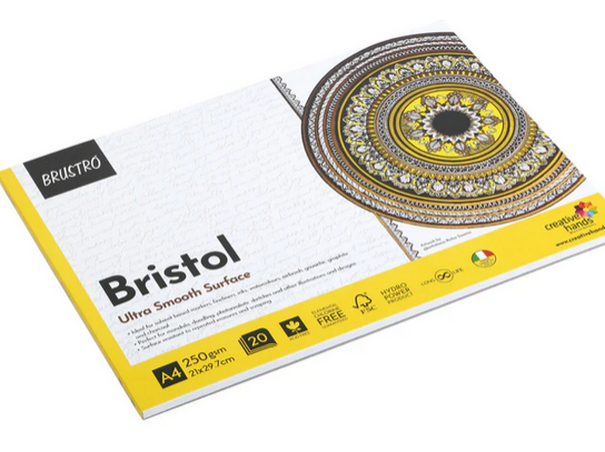 BRUSTRO%20Bristol%20Ultra%20Smooth%20Glued%20Pad%20250%20GSM%20A4-20%20Sheets%20-%20Image%202