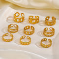 Dainty 18K PVD Gold Stainless Steel Link Chain Retro Rings Polished Non Tarnish Jewelry Ring For Women.