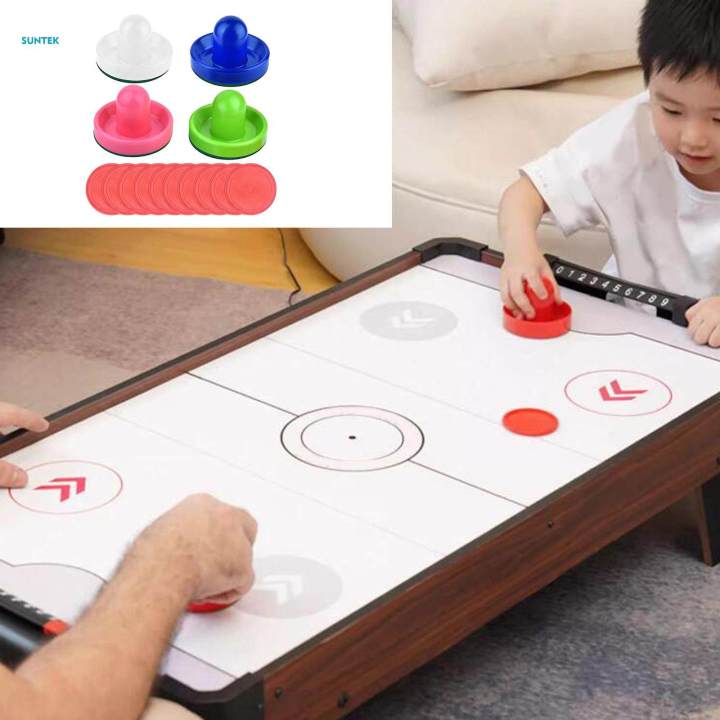 Set Air Hockey – 4 Poussoirs, 4 Flanelles, 8 Palets – Accessoires De Table En ABS – Pour Soirées