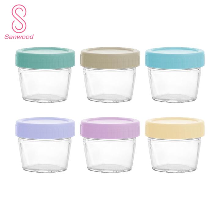 Glass Food Containers 6pcs Glass Food Storage Containers with Lids 120ml Leak Proof Airtight Bpa Free Reusable Measurement Lines Food Jars for Meal Prep Snacks Purees in Asia Food Storage Jars