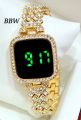 Exclusive Screen Touch LED Display Stainless steel All Material Diamond Card Stone Fashionable Women Watch. 