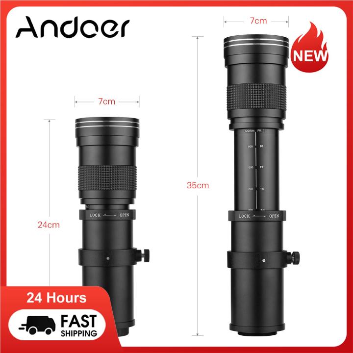 Andoer Camera Lens for Canon Nikon Sony Fujifilm Olympus MF Super Telephoto Zoom Lens F/8.3-16 420-800mm T Mount 1/4 Thread