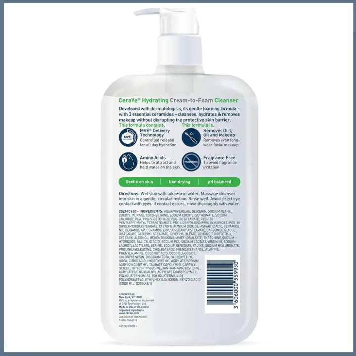 CeraVe%20Hydrating%20Cream%20To%20Foam%20Cleanser,%20Makeup%20Remover%20Face%20Wash%20For%20Dry%20Skin,%20Foaming%20Facial%20Cleanser%20With%20Hyaluronic%20Acid,%20Normal%20To%20Dry%20Skin,%20Fragrance%20Free%20&%20Non%20Comedogenic%20I%20236ml%20I%20%20USA%20-%20Image%203