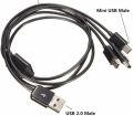USB2.0 Type A Male to 3 Mini USB B Male 5 pin Data Charge Connector Cable 480Mbp Sync Power Cable Splitter for Phone High Speed. 