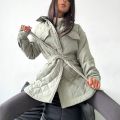 SHUJIN Plaid Quilted Jacket Women Loose Thin Puffer Parkas Coat Vintage Belted Outwear Autumn Winter Ladies Oversize Coat.