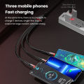 CASIFY CU04 6A 66W 3 in 1 Fast Charging Cable Micro USB Cable Type C Cable Lightning Cable Fast Charging Silicone Soft Data Cable.
