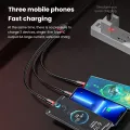 CASIFY CU04 6A 66W 3 in 1 Fast Charging Cable Micro USB Cable Type C Cable Lightning Cable Fast Charging Silicone Soft Data Cable.