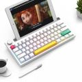 Ajazz K620T Bluetooth Wireless/Wired Dual Mode Mechanical Keyboard with 4400mA Battery RGB Backlit - White with Red Switch.