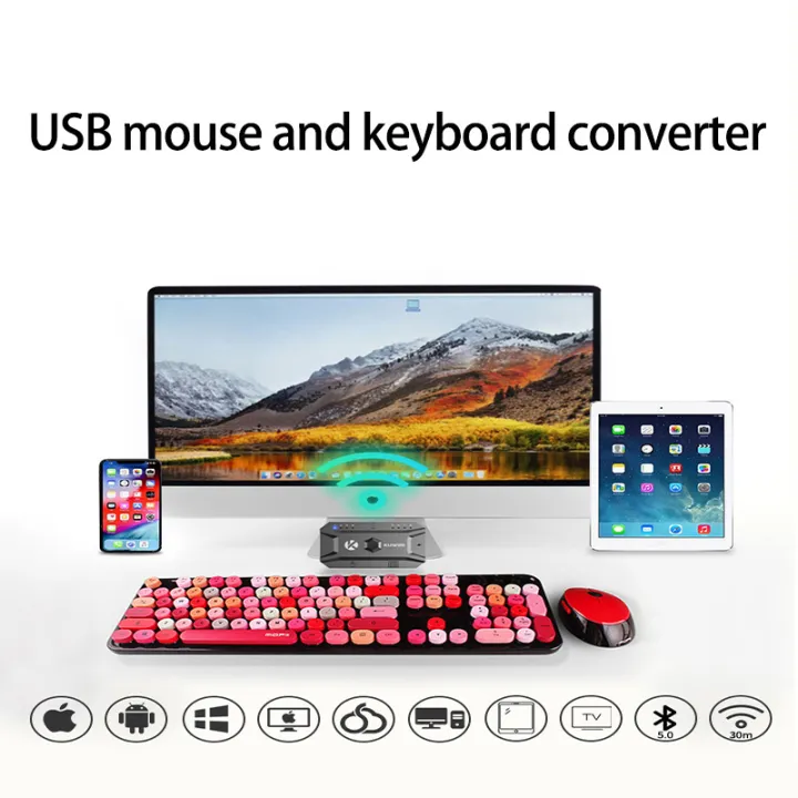 Keyboard Mouse USB Bluetooth 5.0 Converter From Wired to Wireless ...