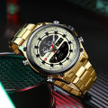 CURREN 8404 Top Luxury Brand Mens Watches Waterproof LED Quartz Digital Sport Fashion Men Wrist Watch - Gold. 