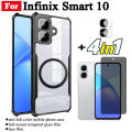 4 in 1 Infinix Smart 10 Shockproof Phone Case With Magnetic Wireless Charging Sticker For Infinix Smart10 Smart 9 X6725 Anti Spy Privacy Full Coverage Tempered Glass S+Lens Film. 