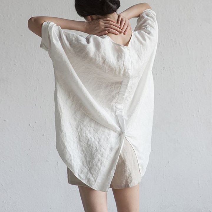 EaseHut%20Cotton%20Linen%20T-shirts%20Women%202022%20Solid%20Color%20O-neck%20Half%20Sleeve%20Casual%20Tee%20Tops%204XL%205XL%20Plus%20Size%20Casual%20Female%20T-shirts%20-%20Image%204