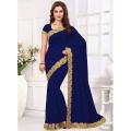 Navy Blue Embodaried Georgette Saree for Women.