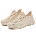 Mesh Surface Shoes Women's Breathable Mesh Sneakers Summer Flyknit Non-Slip Casual Hollow out Mom Shoes Korean Style All-Matching Running Shoes. 