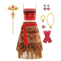 Costume iana children's Va dress children princess girl costume Moana dress with necklace Halloween costume party baby. 