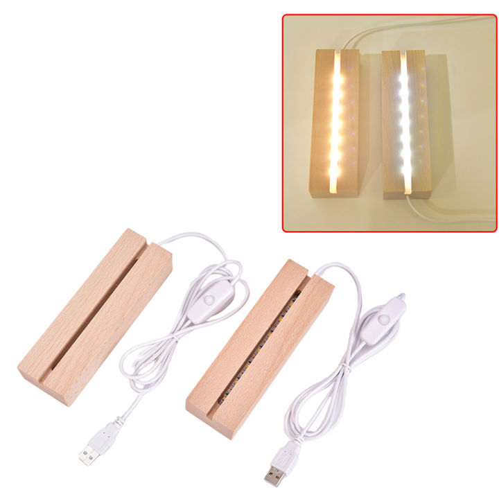 Wooden Led Lamp Base USB Cable Switch Night Light 3D Led Night Lamp Base Nicl