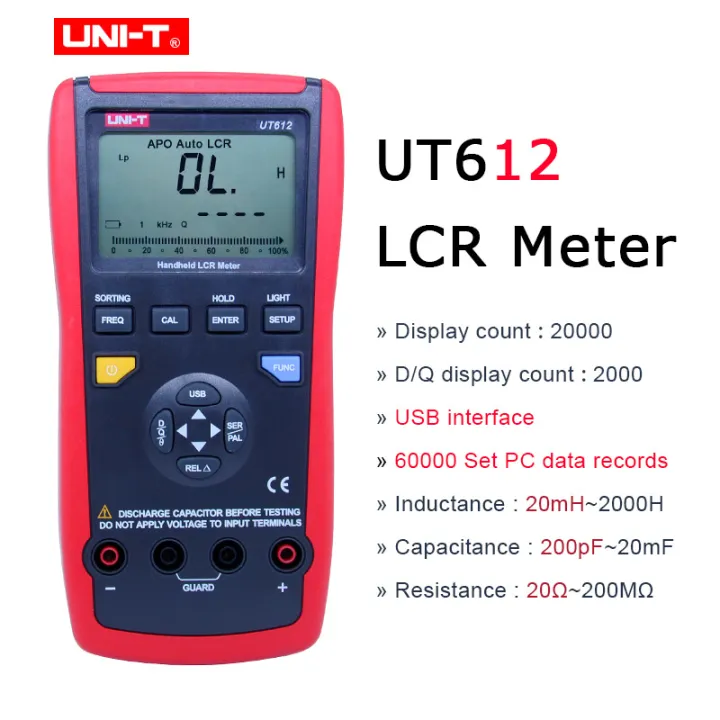 UNI-T Digital LCR Meter UT611 UT612 series/parallel quality factor/loss/phase angle Inductance Capacitance Resistance meter