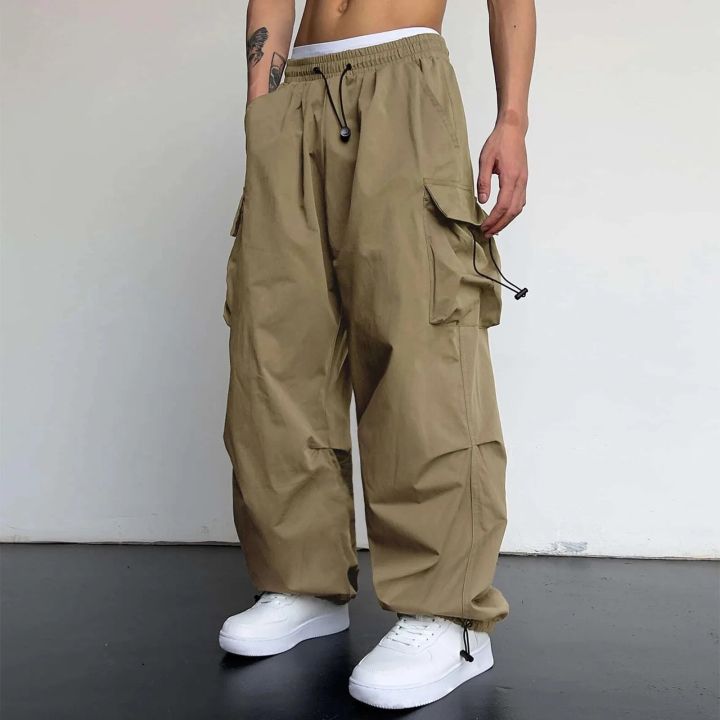 big-discount】 Cargo Parachute Pants Men Harajuku Oversized