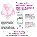 Pink Birthday Decorations Combo - Metallic Balloons, Pink Foil Banner, White Net Curtain with Balloon Arch & Both Side Tape - Full Package (55 Pcs).