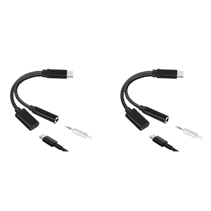 2X Type C to Charge Audio Adapter in USB C Splitter Headphone AUX  Audio Cable for Huawei Smartphone Splitter