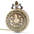 Alice in Wonderland Theme Bronze Retro Quartz Pocket Watch Collectible Vintage Fob Watches Kids Charm Xmas Brithday Gift. 