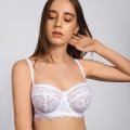 DOBREVA Women's Lace Strapless Bra Plus Size Underwire Unlined Multiway Balconette Bras.