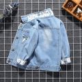 MUABABY Baby Boy Denim Jacket Kids Cartoon Appliques Tops Autumn Children Warm Clothes Frosted Toddler Daily Wear Fashion Looks. 