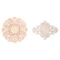 Harmony 2 Pcs Rubber Wood Carved Long Applique Unpainted Flower Walls Cabinets Door Decor Wood Color, 21X15cm & 15cm Type B.