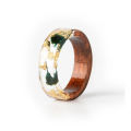 【Hot New Release】 Epoxy Resin Ring Handmade Clean Ocean Resin Wood Ring for Mens Womens.