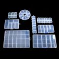 Transparent Square Plastic Storage Box Case -10/24 Slot Adjustable for Pils Jewelry Beads Earring Case Organizer Packaging. 