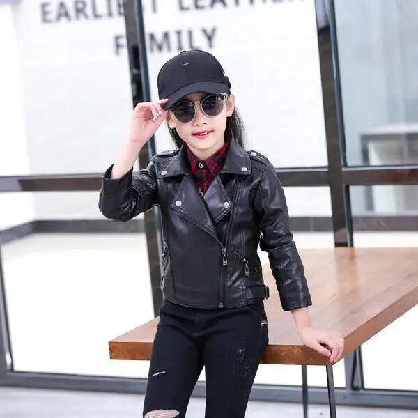Clothes Kids Leather Jacket Girls Children Girls Boys Black Pu