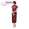 Ethnic Vintage Women Chinese Dragon Phoenix Embroidery Long Slim Cheongsam Dress. 