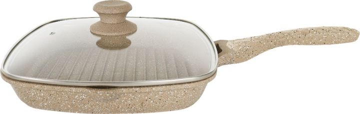 DISNIE MARBLE GRANITE COATING INDUCTION BOTTOM NONSTICK SQUARE GRILL PAN- 28CM WITH LID with Free Delivery
