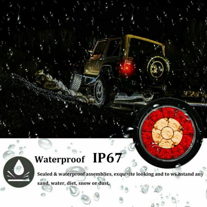 2X%20Round%204Inch%20Red/Amber%20LED%20Truck%20Trailer%20Tail%20Lights%20Brake%20Lights%20-%20Image%207