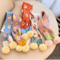 1-7Years scarf children Autumn Winter Toddler Boys Girls Pompom Cross Knitting Wool Scarves Baby Neck warmer Cartoon Warm Scarfs. 