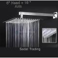 6" HEAD and 16" Arm Bathroom Rain Shower Set / SS Bathroom Shower. 