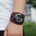Mens Quartz Watches Jessingshow Luxury Wristwatch 2022 Cowhide Watchband Punk Style Watch For Men Wide Leather Bracelets. 