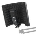 Mini 3 Panels Acoustics Microphone Isolation Shield Foam Wind Screen with Stand Plastic Portable Windscreen for Studio LO-PS58. 