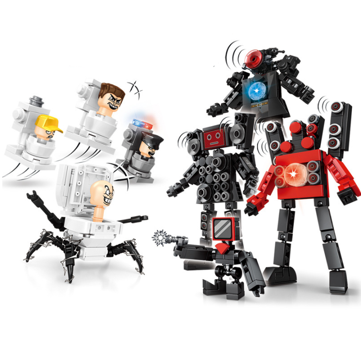Skibidi Toilet Surveillance Man TV Compatible Building Blocks Mini Model Action Figures Toys Christmas Halloween Birthday Gift Ruiqir Super Store