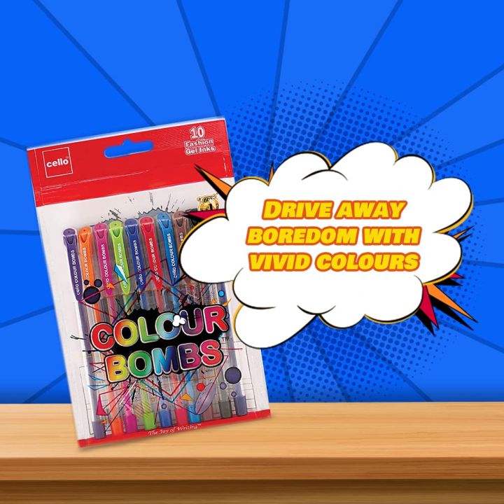 Cello%20Colour%20Bombs%20Coloured%20Ink%20Gel%20Pens%20%7C%20Pack%20of%2010%20%7C%2010%20Vivid%20Ink%20Colours%20%7C%20Coloured%20Gel%20Pens%20%7C%20Gel%20Pen%20for%20Students%7C%20Ideal%20for%20Art,%20Project%20work,%20Journal%20Work,%20Presentations%20-%20Image%203