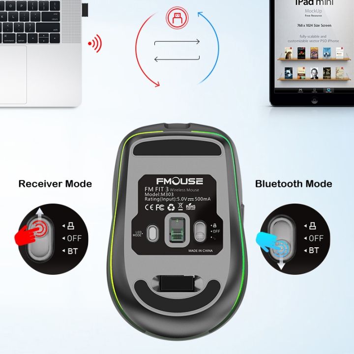 (New)Fmouse%20M303%202400DPI%20Bluetooth&2.4G%20Dual%20Modes%20Rechargeable%20RGB%20Mouse(Gray)%20-%20Image%207